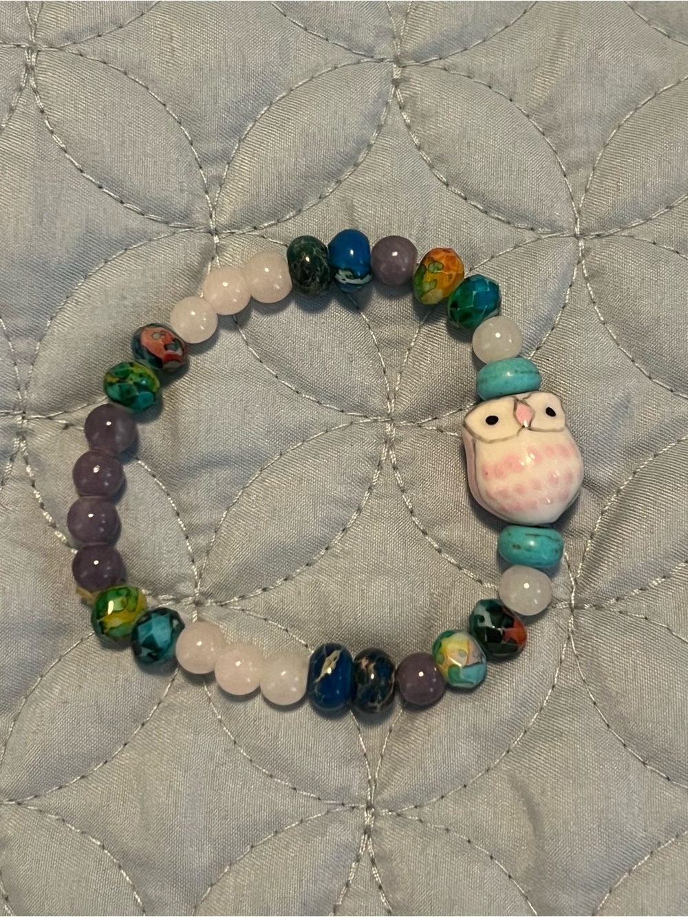 Cute Owl Beaded Stretch Bracelet - Multicolor